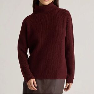Quince Mongolian Cashmere Fisherman Turtleneck Sweater Rich Burgundy Sz M